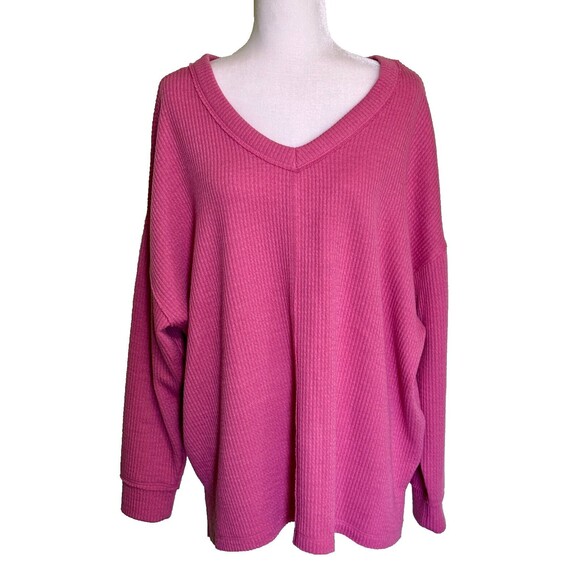 SO Women's Casual Lounge Oversized Thermal Knit Slouchy Deep V Cozy Sweater XL - Picture 1 of 4